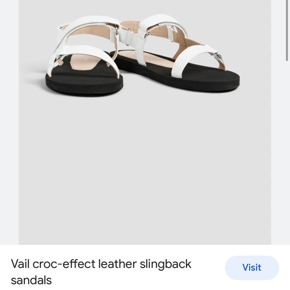 NEW Stuart Weitzman white and black leather croc sandals - Picture 9 of 12